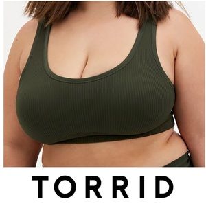 TORRID OLIVE GREEN RIB SCOOP NECK SEAMLESS